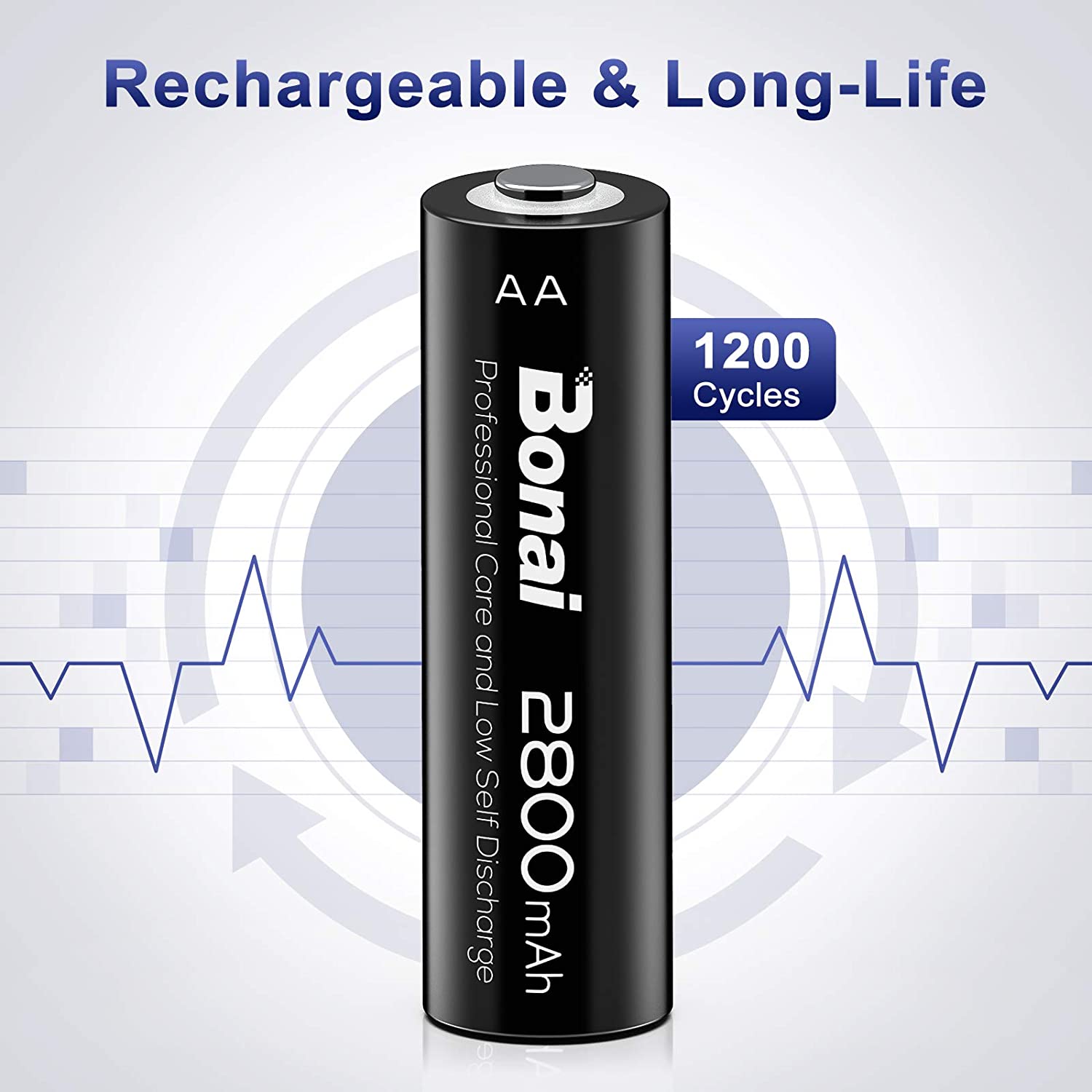 BONAI Chargeur de Piles Rechargeables AA/AAA, LCD 4 Slots Chargeur de Piles  Rechargeables Rapide avec 4 Piles Rechargeables AA 2800mAh Ni-MH et 4 Piles  Rechargeables AAA 1100mAh : : High-Tech
