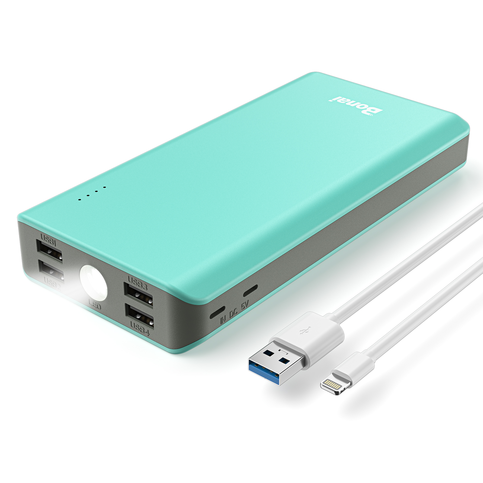 BONAI Portable Charger 30000mAh, High Capacity Power Bank and External Battery Pack Fast 4A Input 2.8A Output with Flashlight for iPhone 13 12 iPad Samsung Galaxy Road Trip Charging - Mint