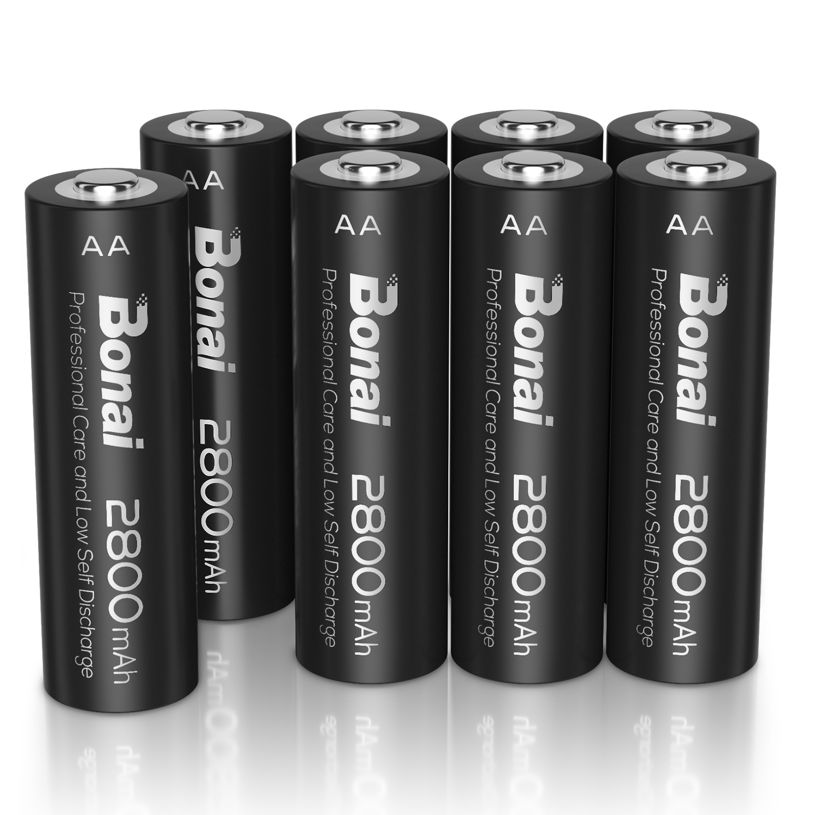 BONAI AA Rechargeable Batteries 2800mAh 1.2V Ni-MH Low Self Discharge (Pack of 8)