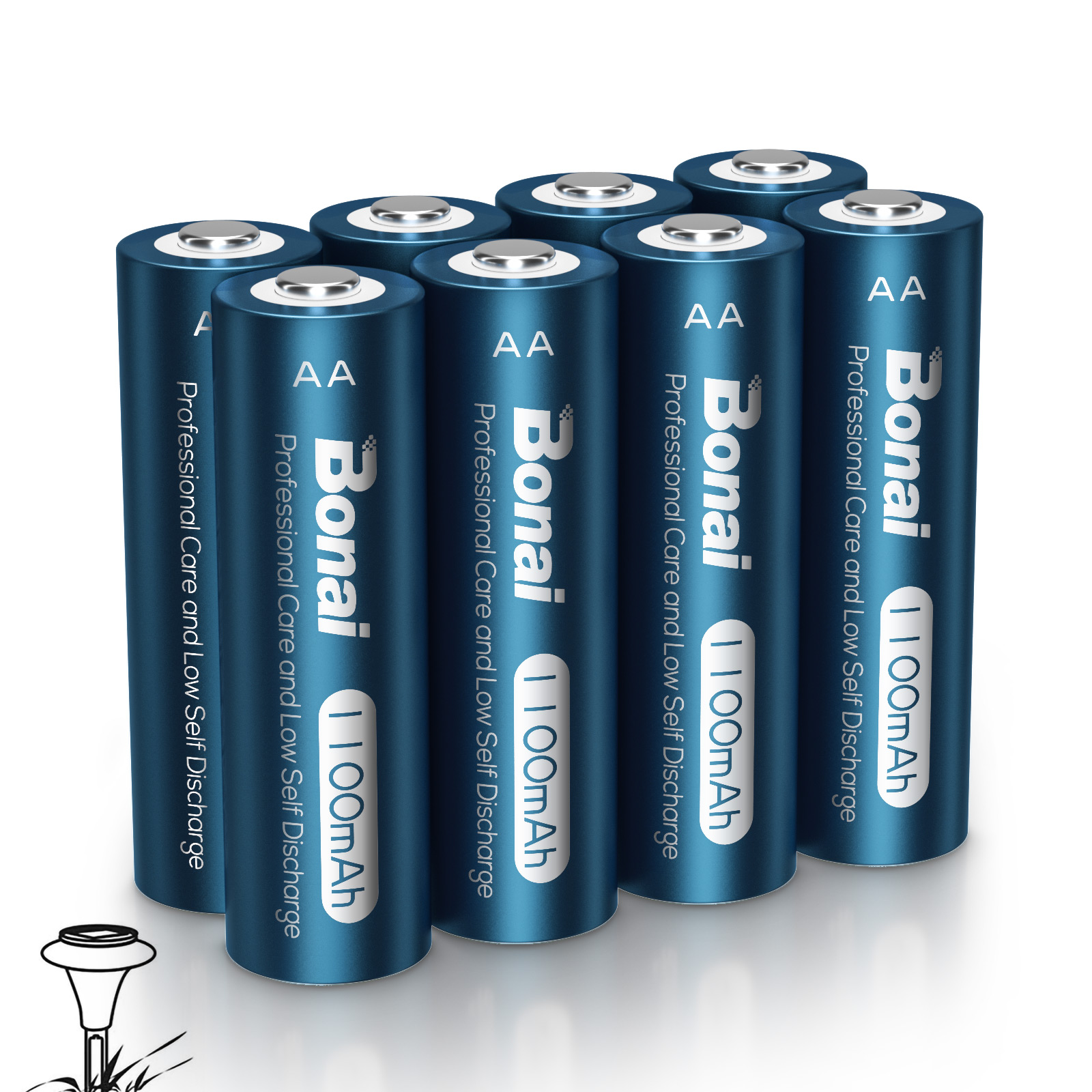 BONAI AAA Rechargeable Solar Batteries 600mAh High Capacity AAA Rechargeable Batteries for Solar Lights Replacement (AAA 8 Pack)