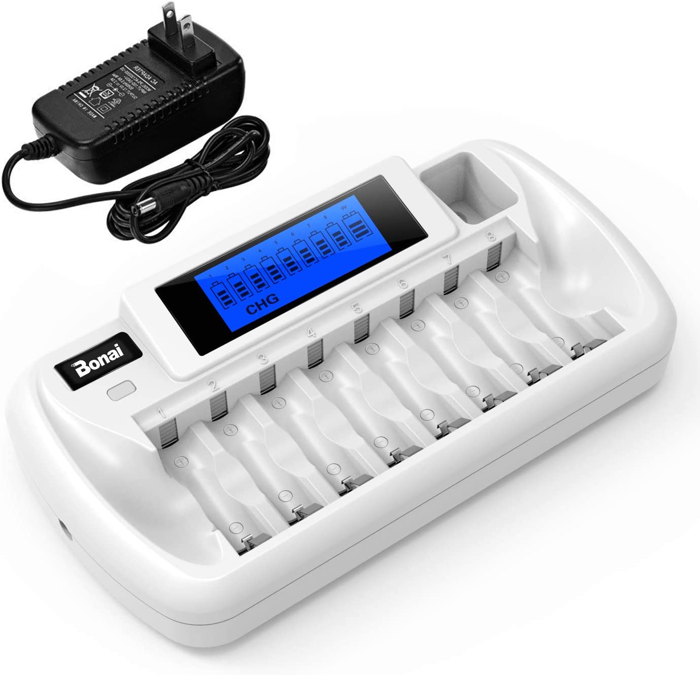 BONAI  AAA AA Battery Charger with LCD Displa