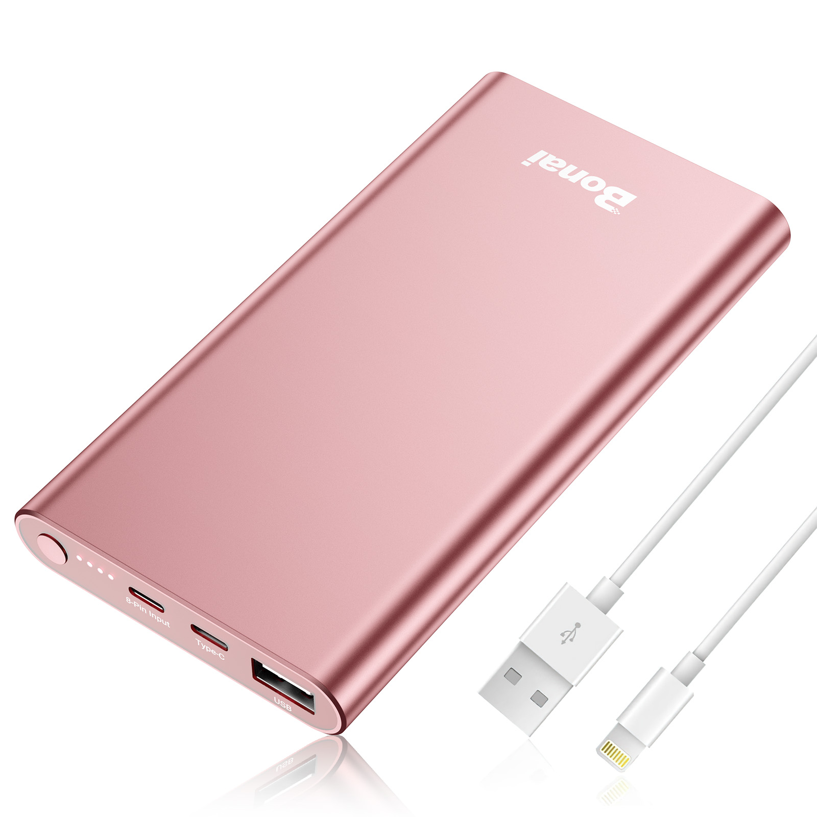 Portable charger 12000mAh rose gold